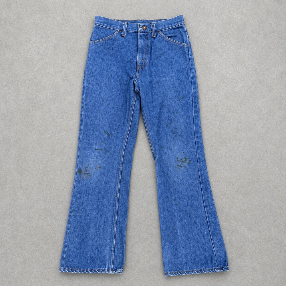 Vintage 70s Flared Jeans Jcpenny Plain Pocket Distressed Size 28x28 High waisted
